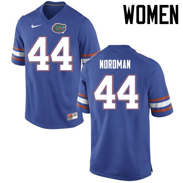 NCAA Florida Gators Tucker Nordman Women's #44 Nike Blue Stitched Authentic College Football Jersey WPQ7364VU